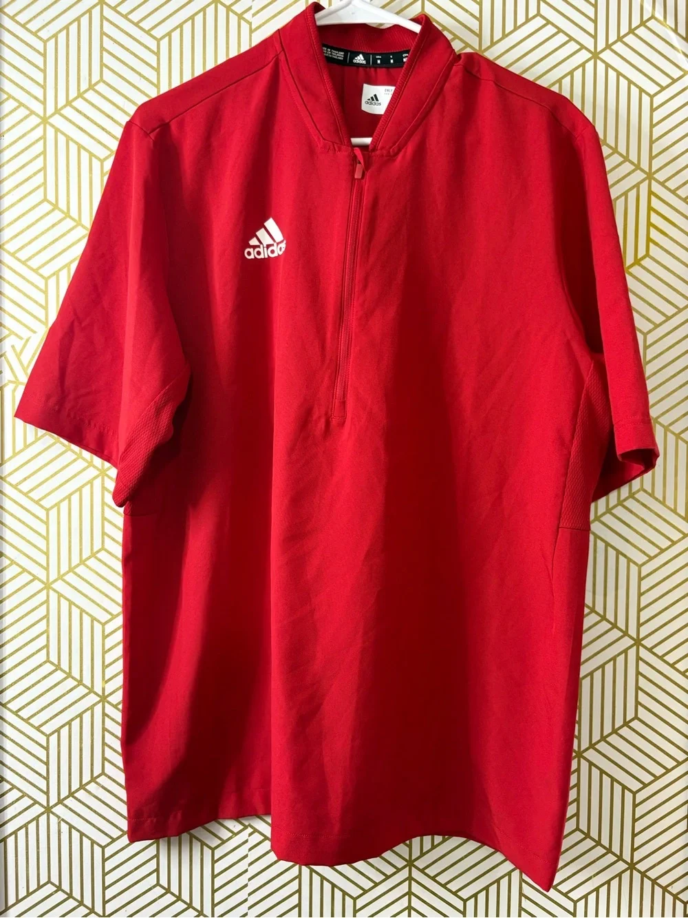 Adidas Men’s Red Half-Zip Athletic Polo Medium